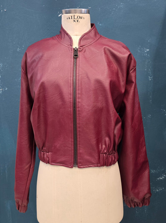 Bomber Ecopelle Bordeaux Taglia Unica