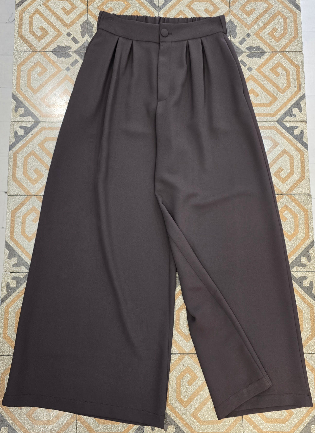 Pantagonna Crepe Largo Cinturino Elastico Pinces