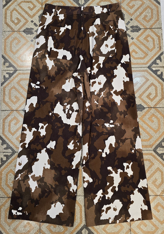 Pantalone Elasticizzato Jeans Animalier Marrone Taglia M