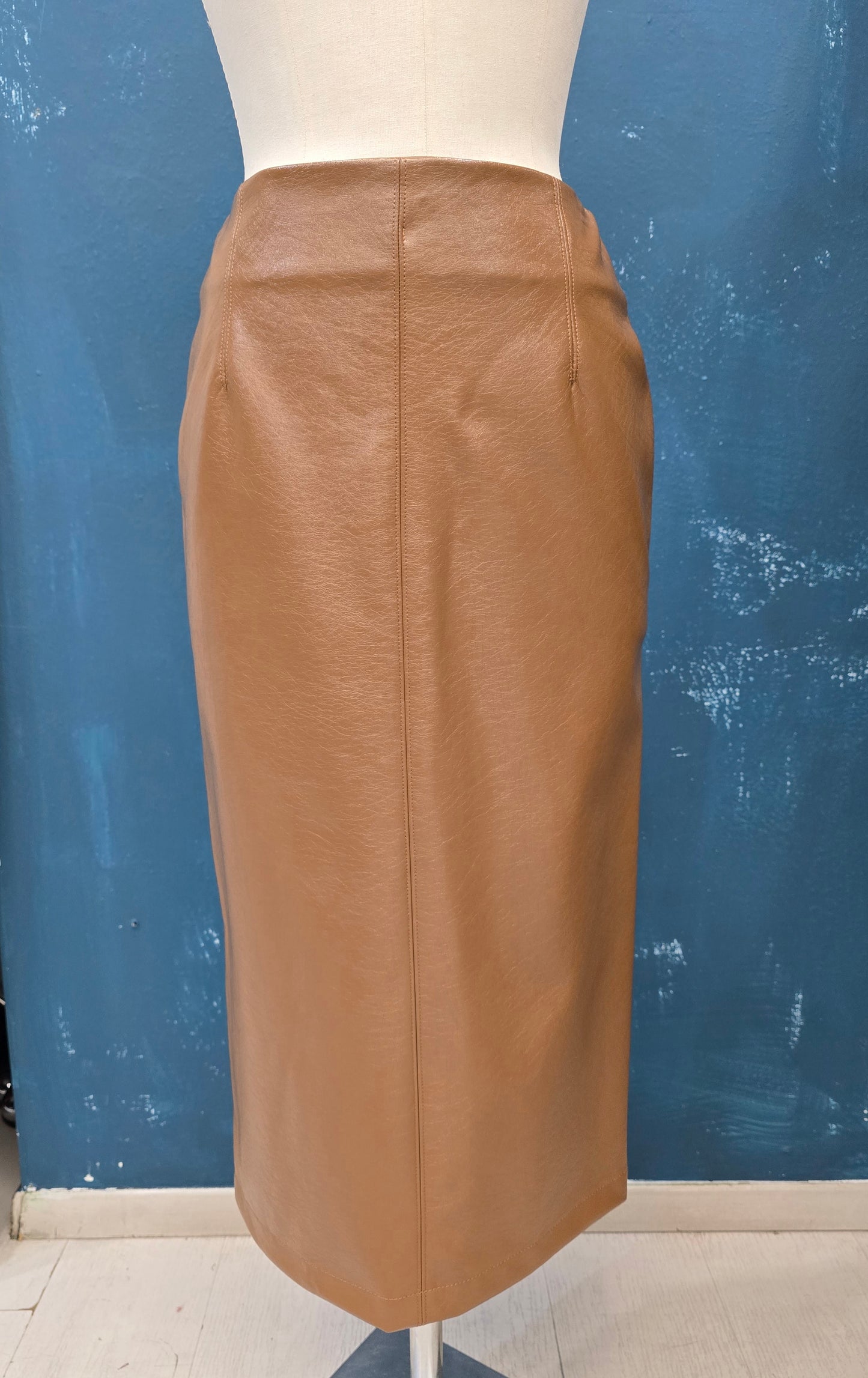 Gonna Ecopelle Longuette Spacco Dietro Taglia Unica