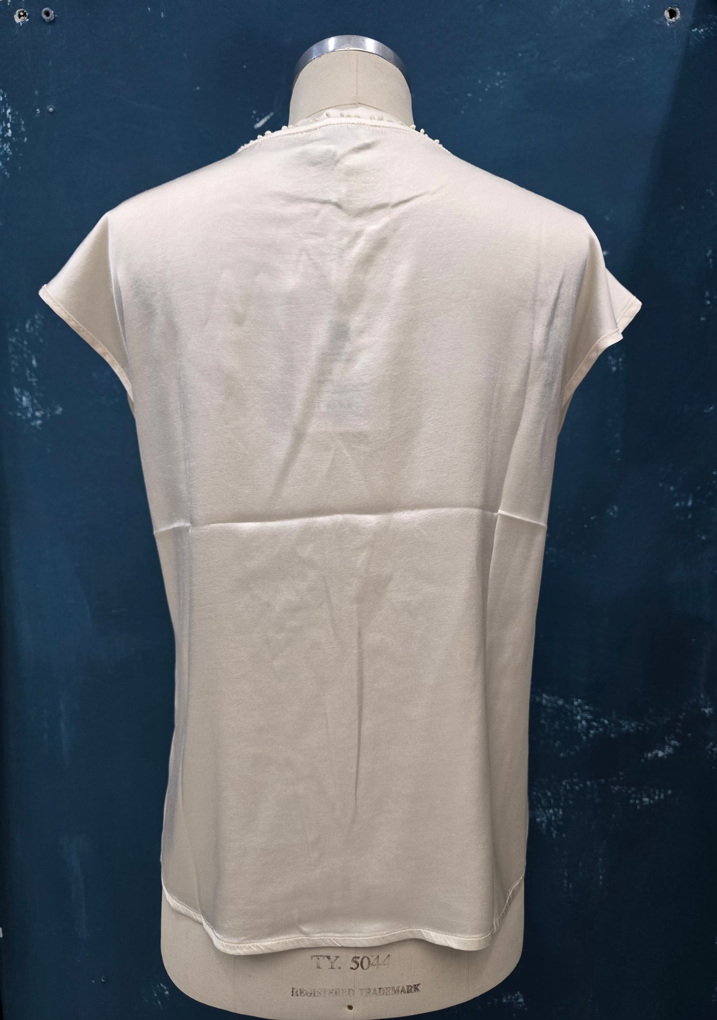 Blusa Raso Paricollo Mezze Maniche Avorio