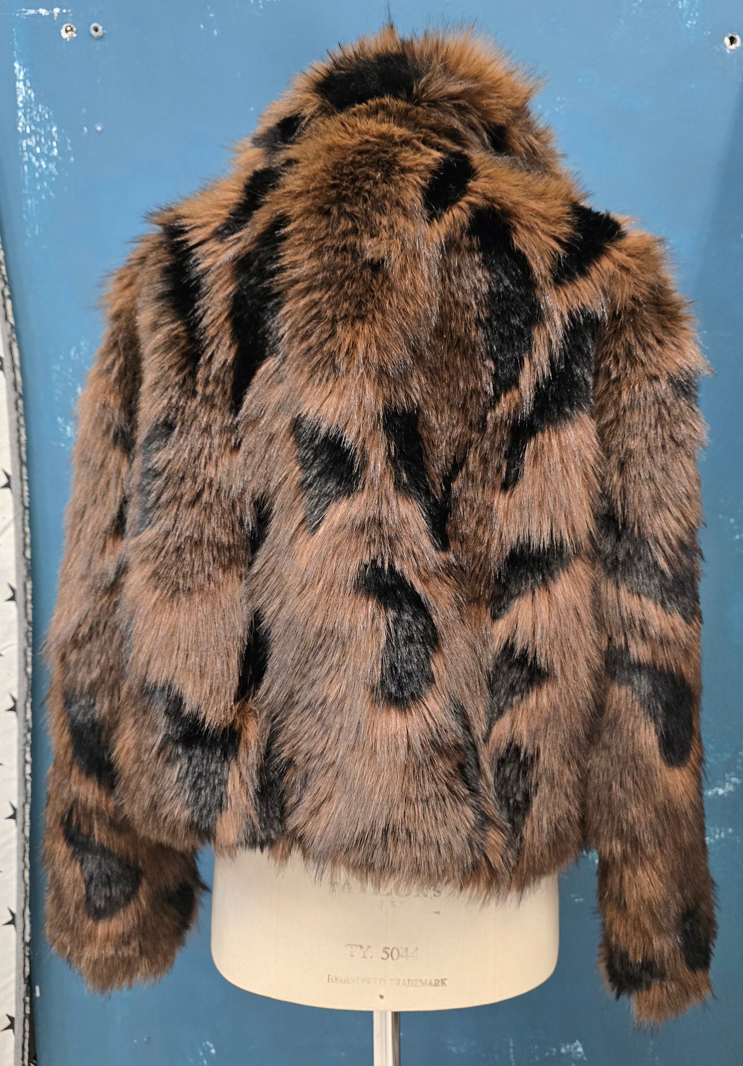 Pelliccia Ecologica Effetto Chiazzato Nero Marrone