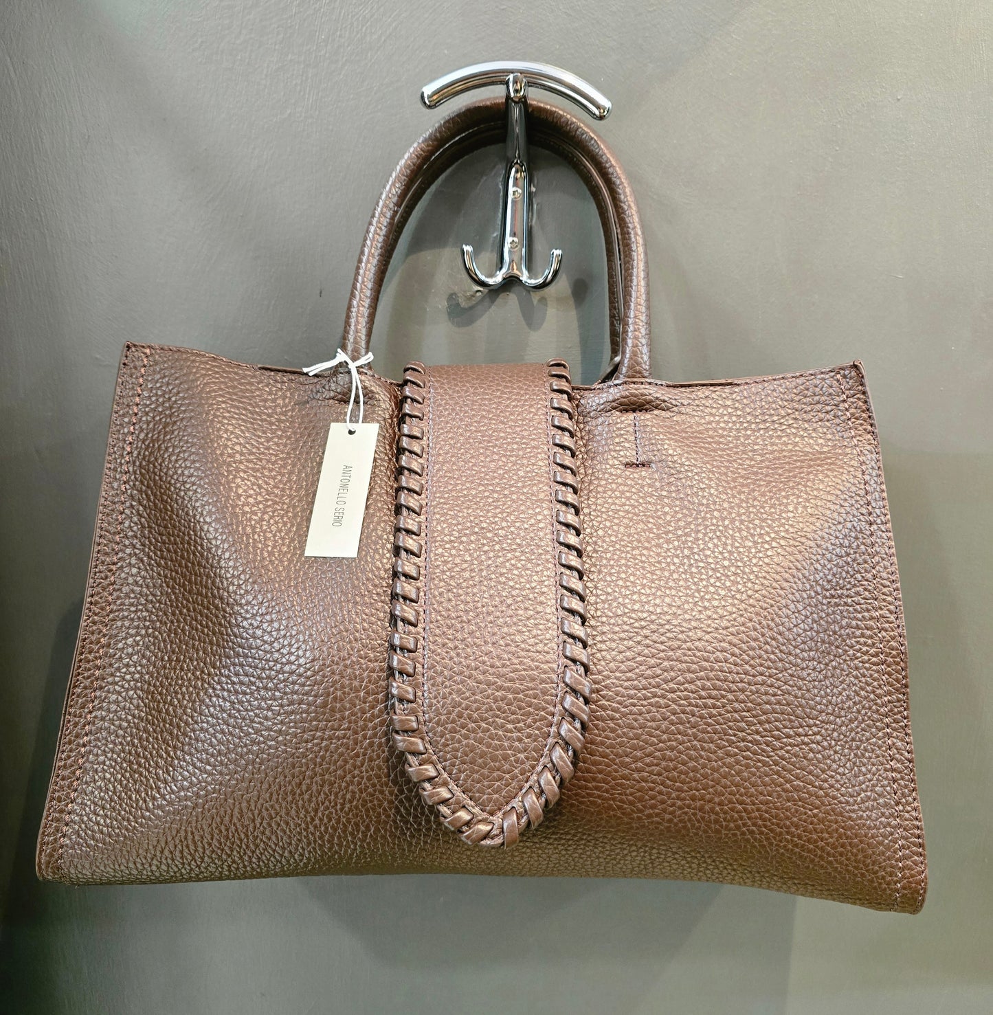 Borsa Grande Ecopelle Moro Doppio Manico Tracolla