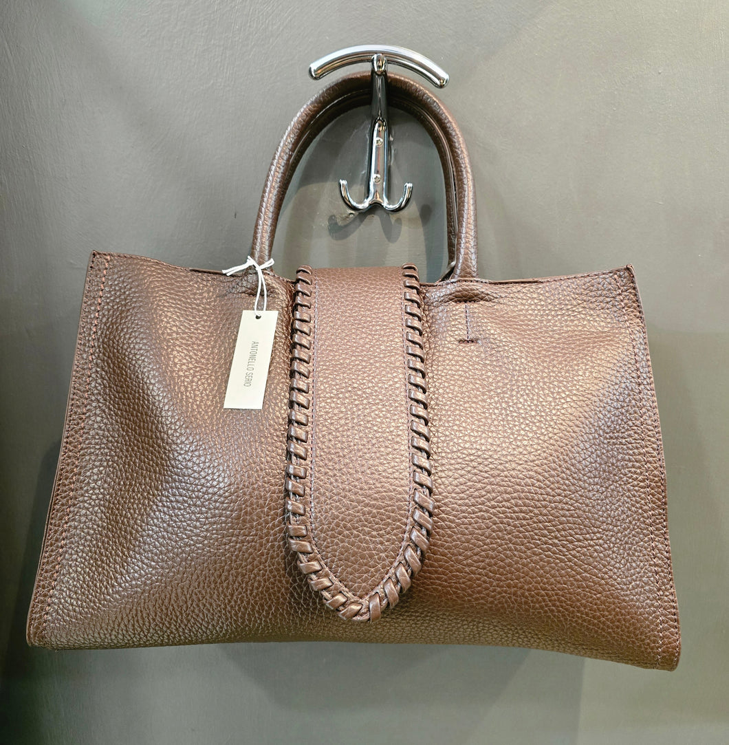 Borsa Grande Ecopelle Moro Doppio Manico Tracolla