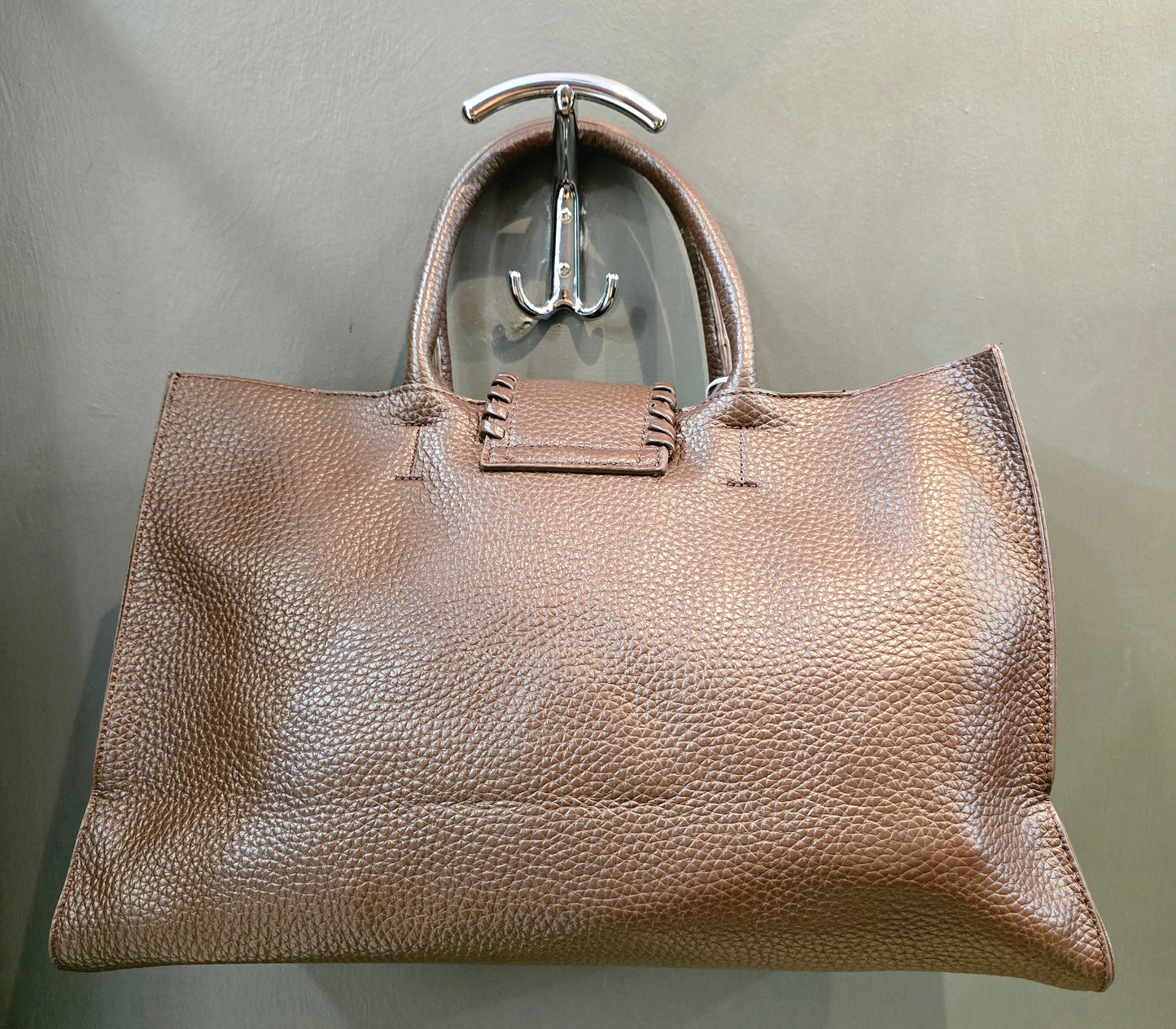 Borsa Grande Ecopelle Moro Doppio Manico Tracolla