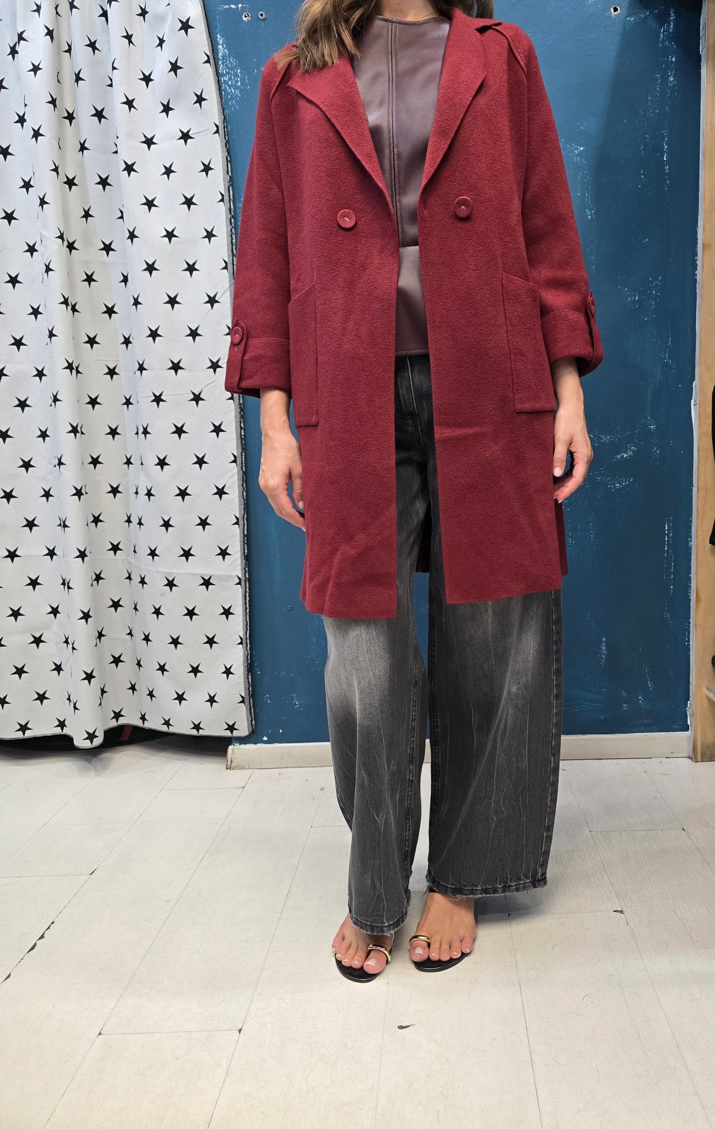 Cappotto Maglia Rasata Doppio Petto Taglia Unica