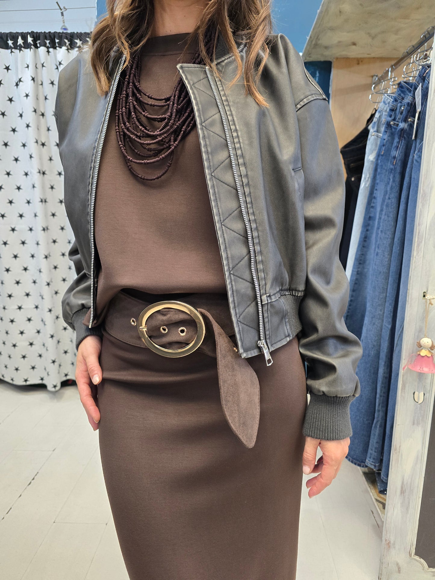 Bomber Ecopelle Effetto Maltinto Corto Vita