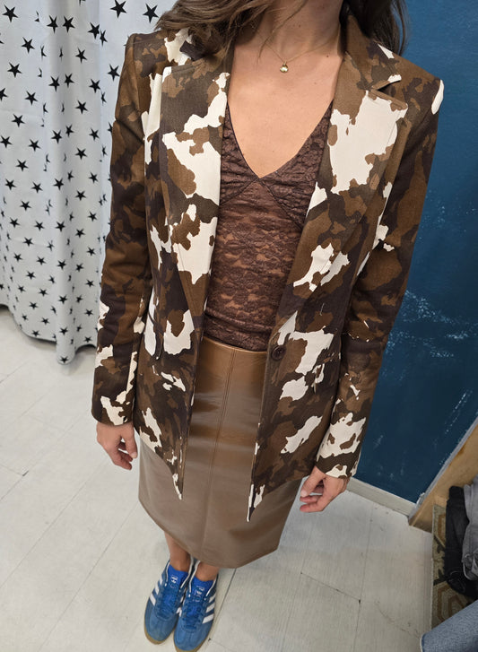 Blazer Foderato Animalier Taglia M 44/46