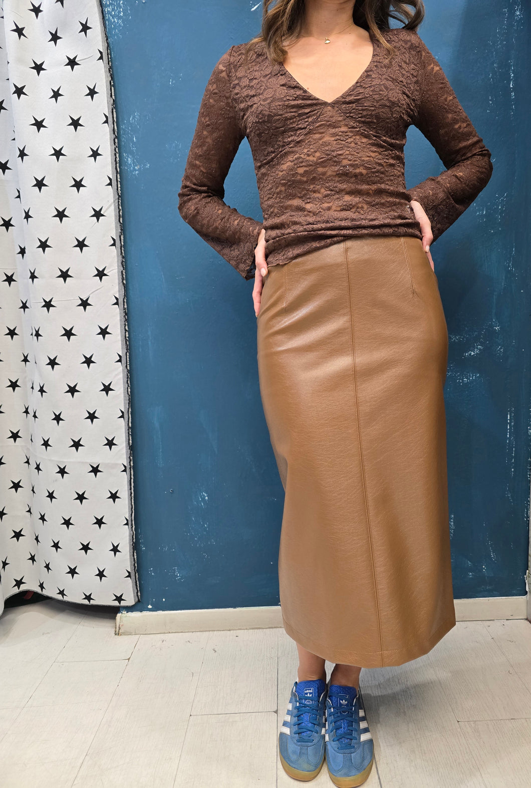 Gonna Ecopelle Longuette Spacco Dietro