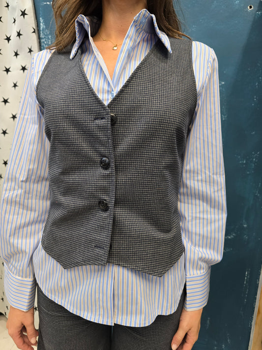 Gilet Fantasia Check Bottoni