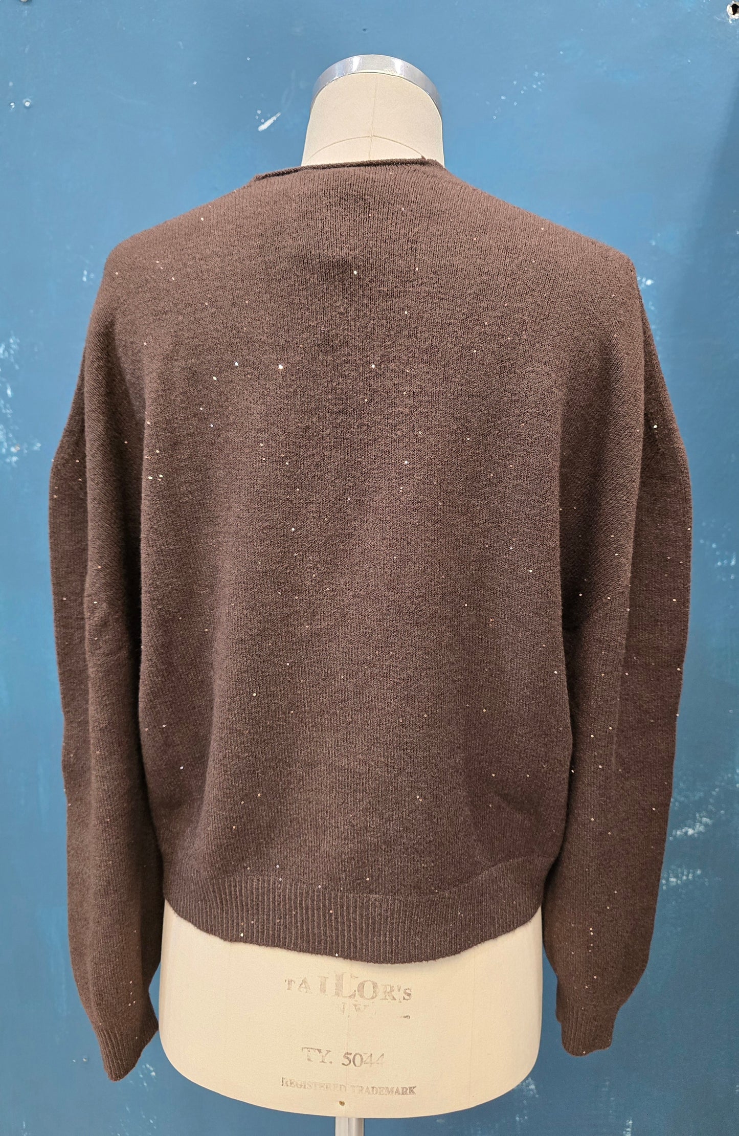 Giacca Maglia Lurex Bottoni Oro Lunghezza Fianchi