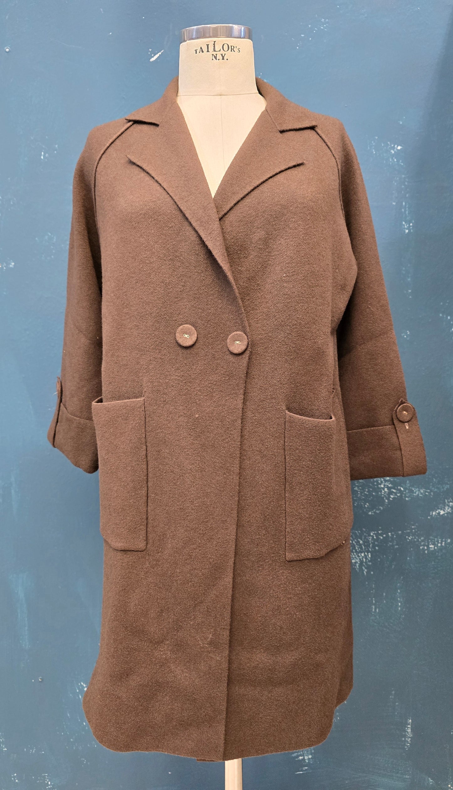 Cappotto Maglia Rasata Doppio Petto Taglia Unica