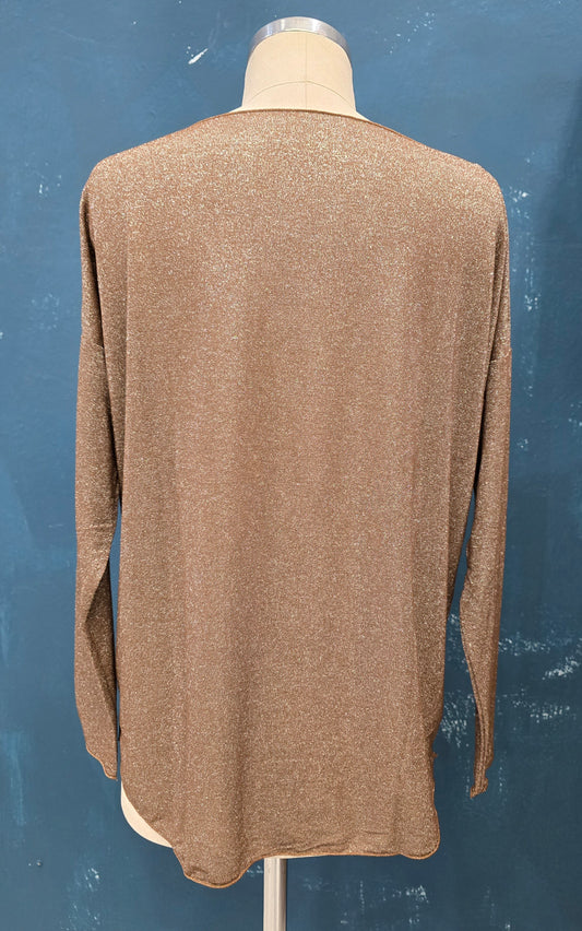 Kimono Lurex Taglia Unica Lungo Dietro Scollo Barca