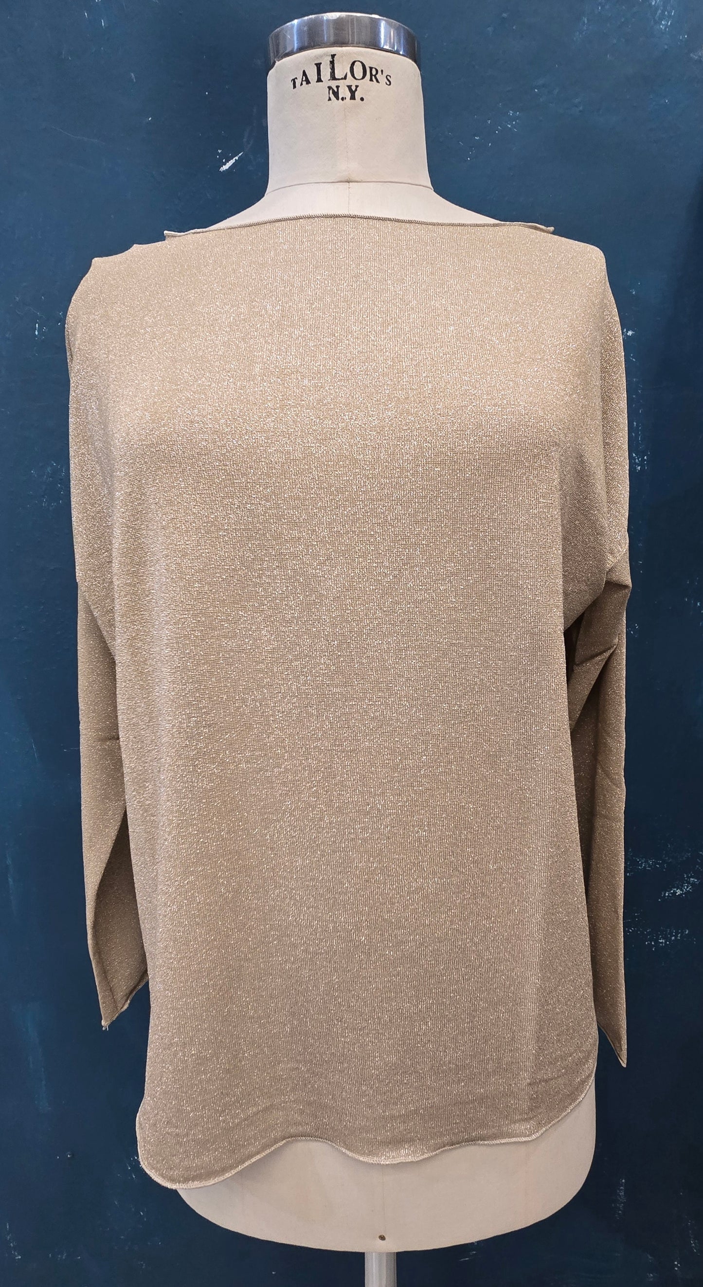 Kimono Lurex Taglia Unica Lungo Dietro Scollo Barca