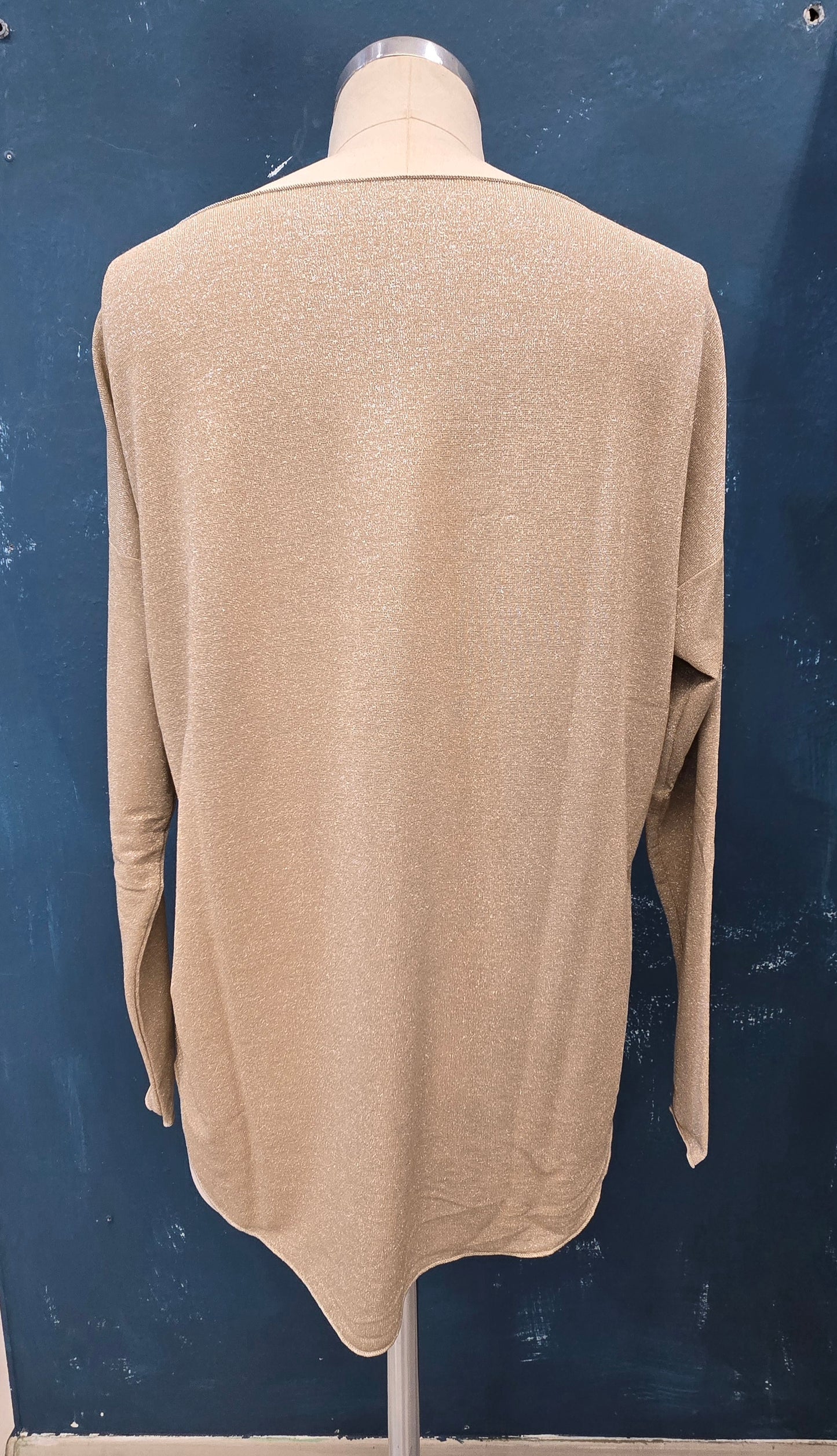 Kimono Lurex Taglia Unica Lungo Dietro Scollo Barca