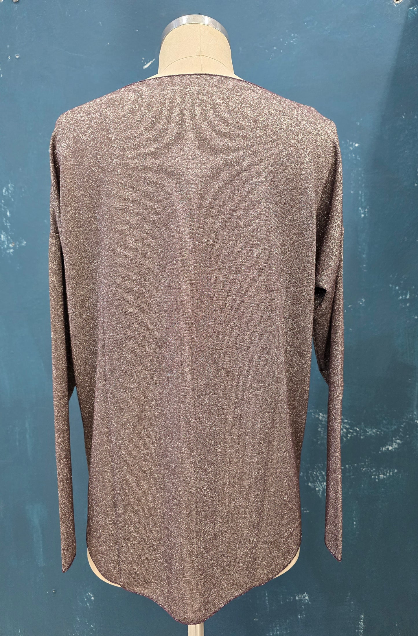 Kimono Lurex Taglia Unica Lungo Dietro Scollo Barca