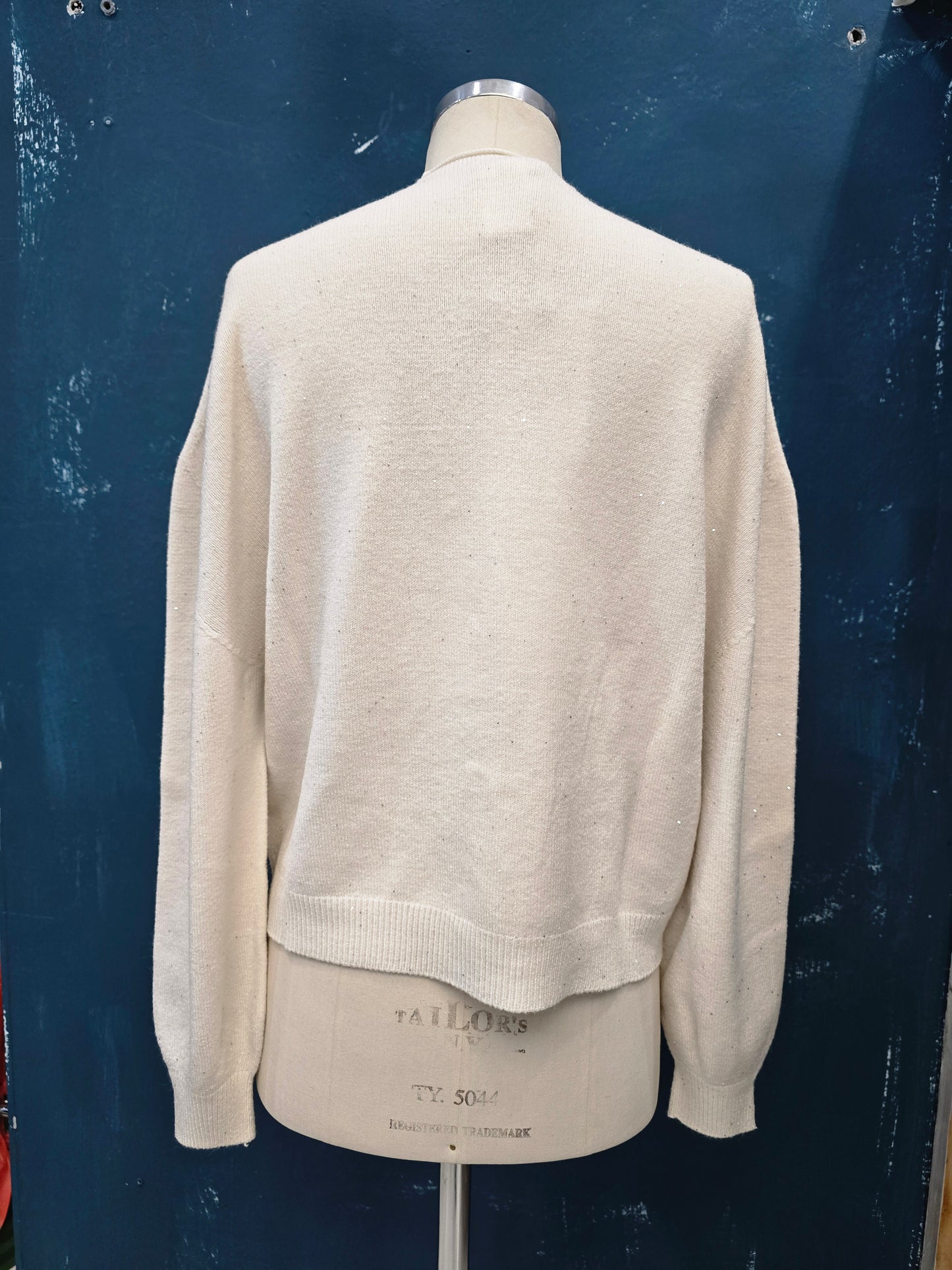 Giacca Maglia Lurex Bottoni Oro Lunghezza Fianchi