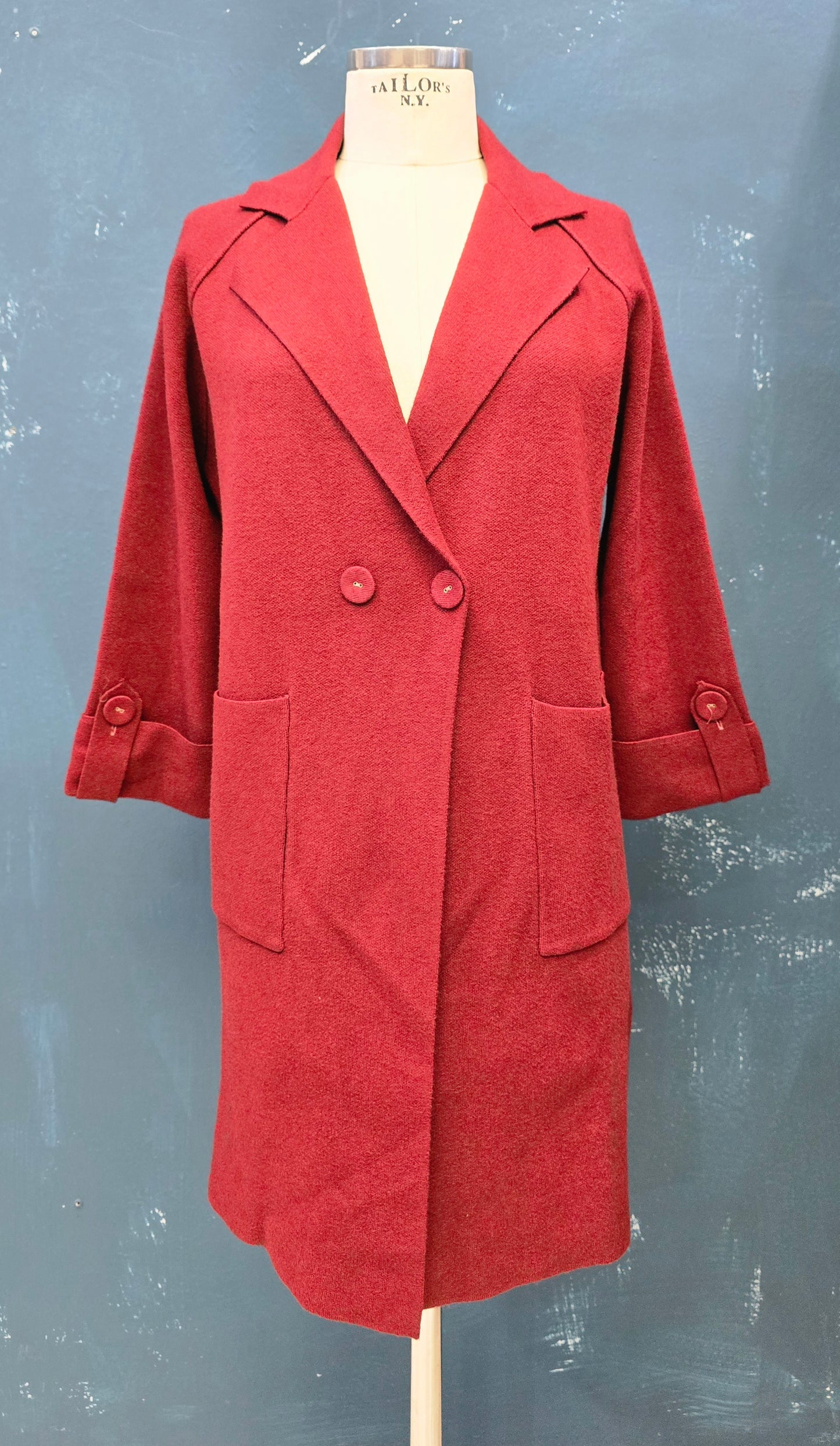 Cappotto Maglia Rasata Doppio Petto Taglia Unica