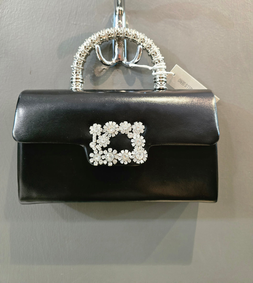 Borsa Mini Ecopelle Rigida Fibbia Pietre Metallo