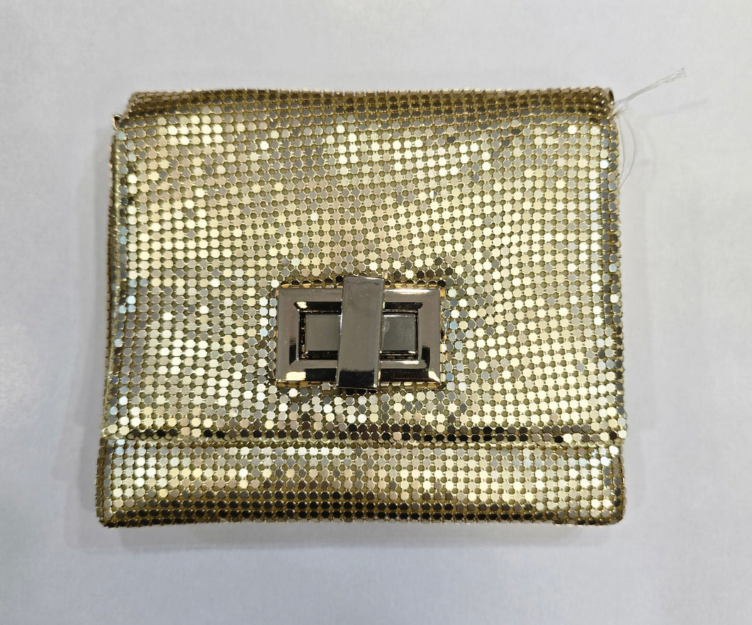 Borsa Mini Metallo Dorato Busta Catena