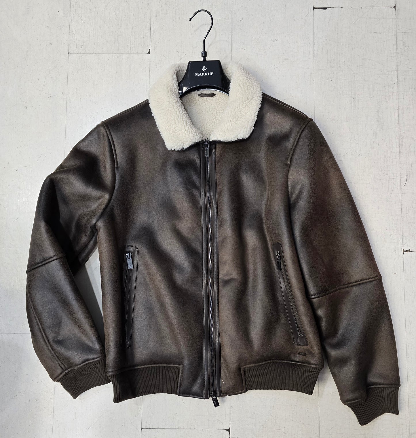 Giubbotto Ecopelle Imbottitura Aviatore Marrone