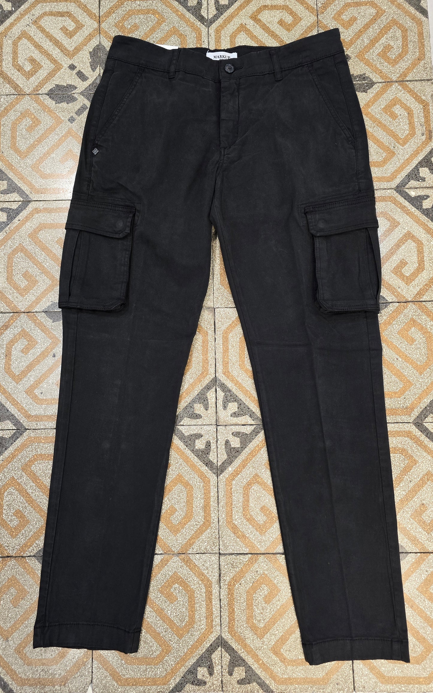 Pantalone Cargo Elasticizzato Regolare Nero