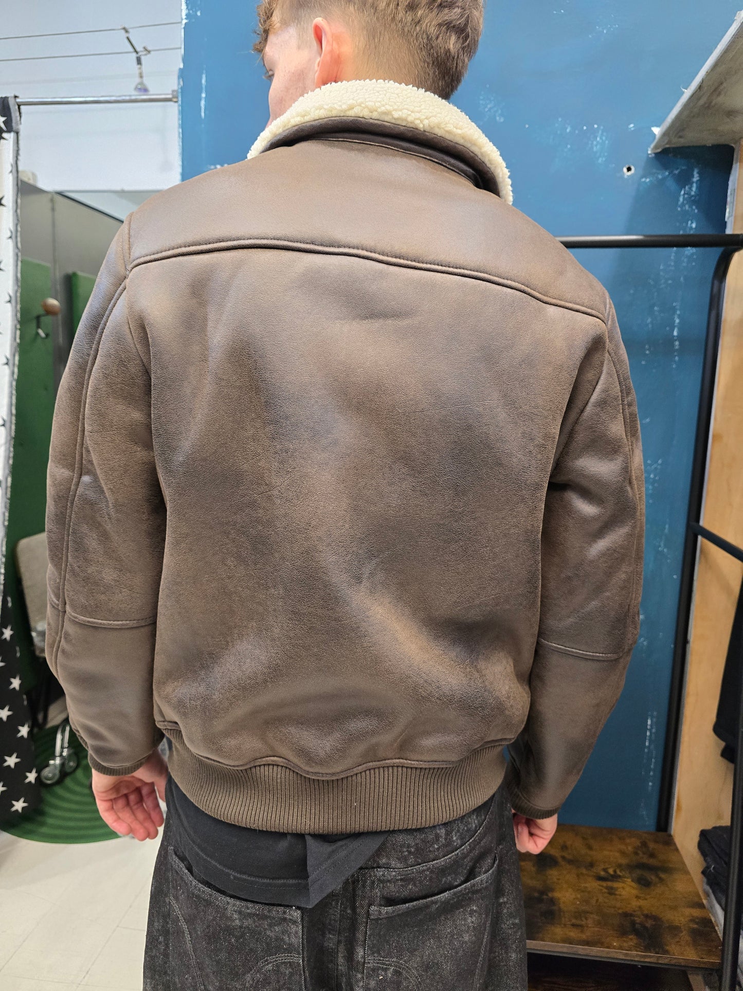 Giubbotto Ecopelle Imbottitura Aviatore Marrone