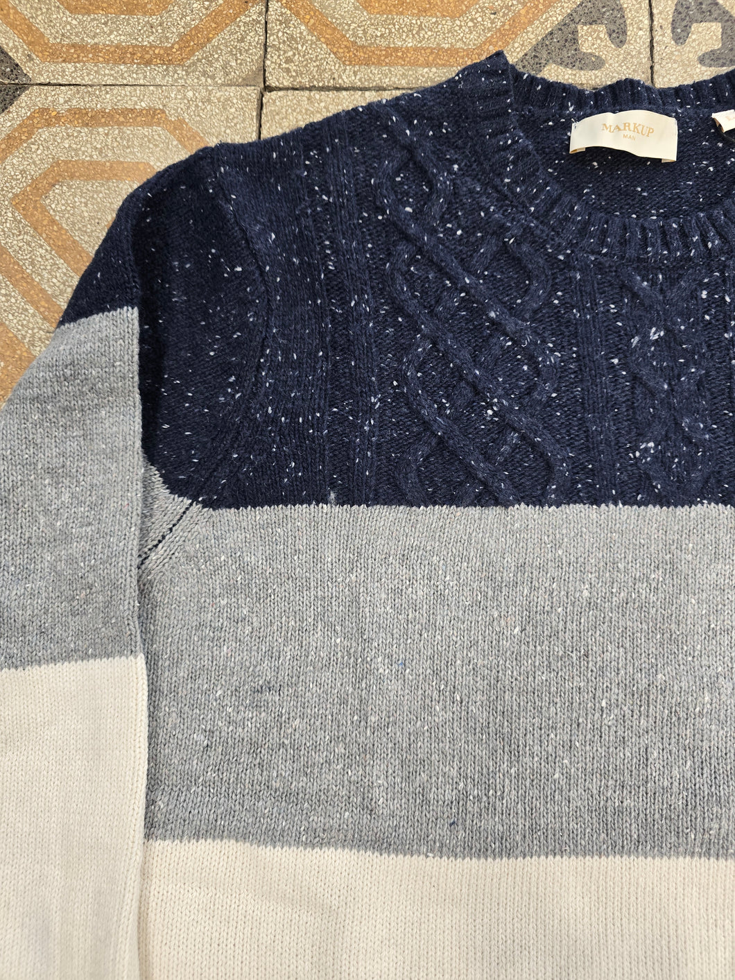 Maglia Righe Larghe Melangiato Tre Colori Cotone 40%