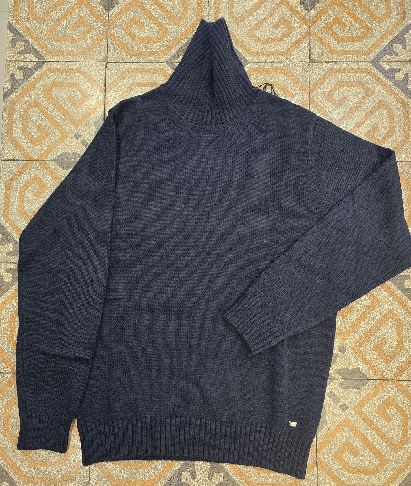 Maglia Dolcevita Blu Misto Lana 30%