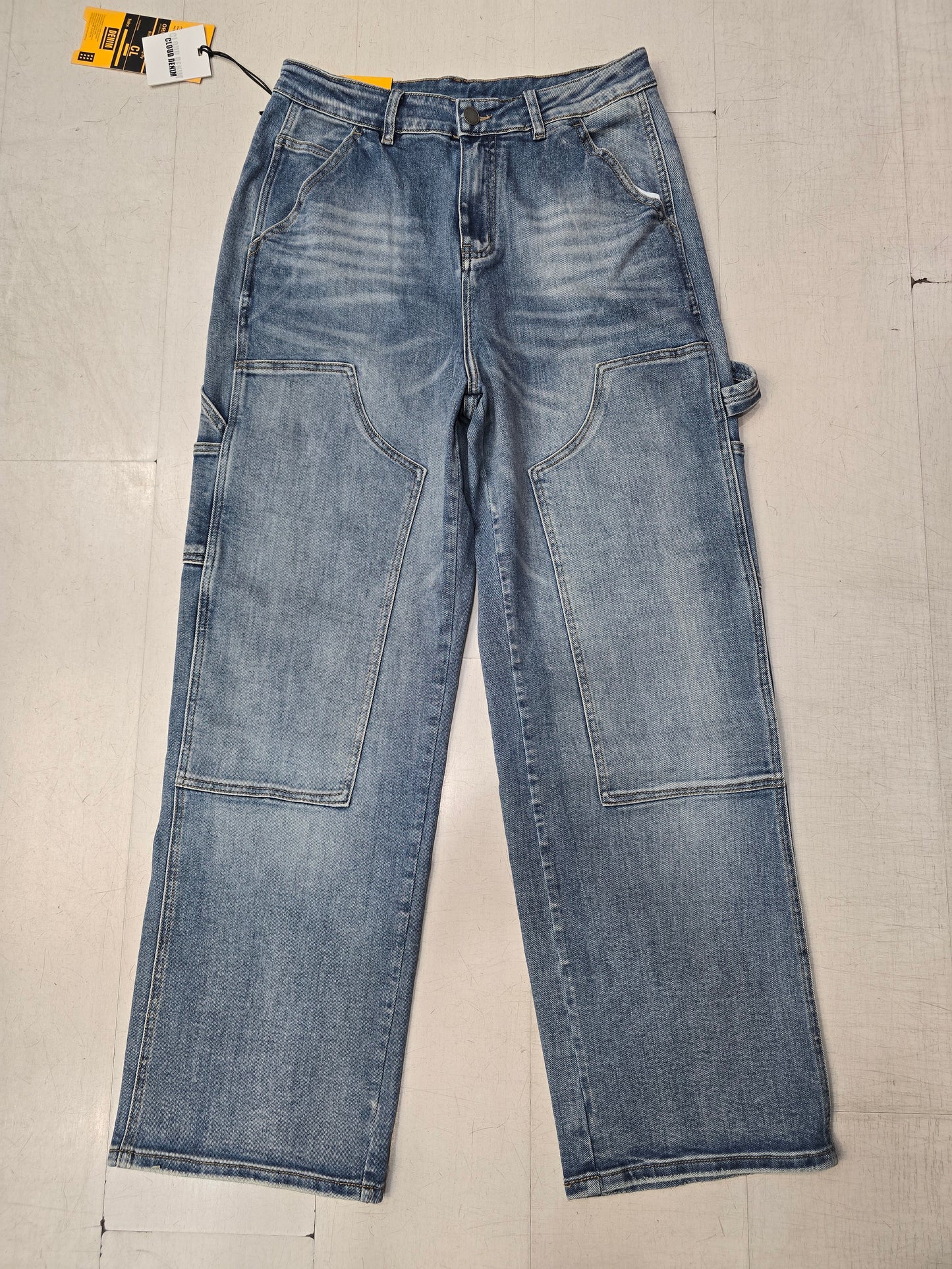 Jeans Elasticizzato Wide Leg Blu Chiaro