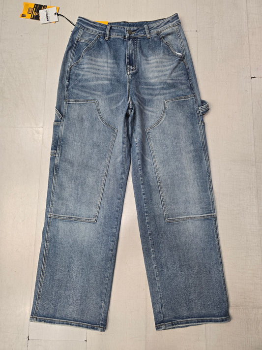 Jeans Elasticizzato Wide Leg Blu Chiaro