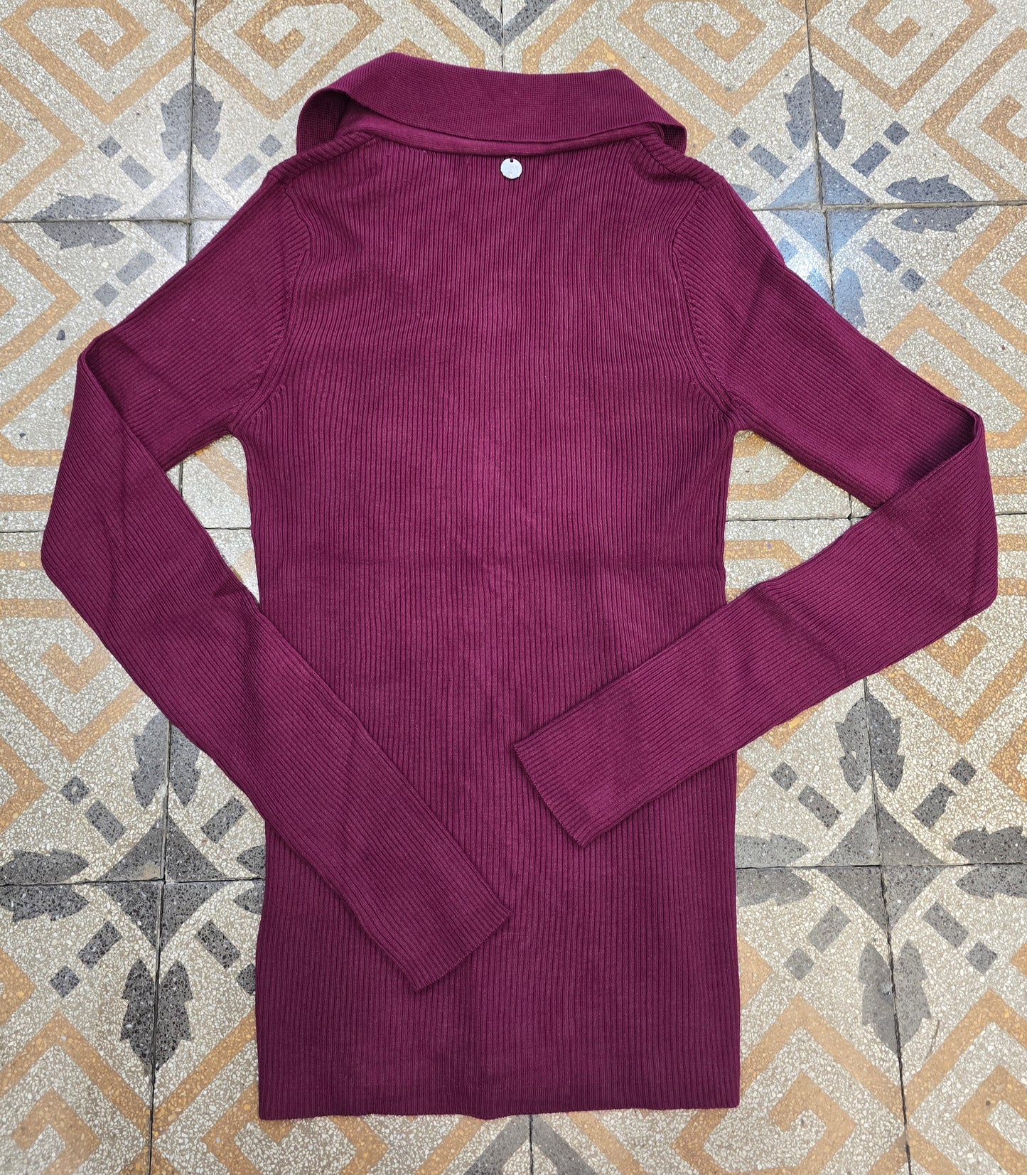 Maglia Costine Treccia Verticale Davanti Polo