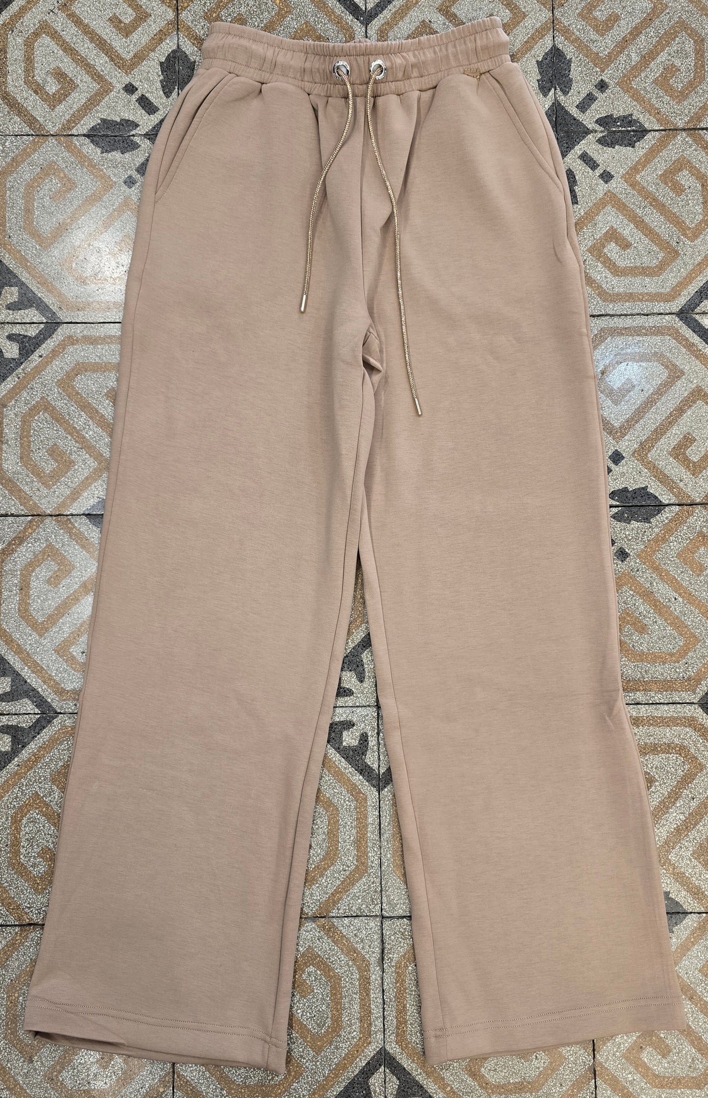 Pantalone Felpa Gamba Larga Interlock Viscosa Strass