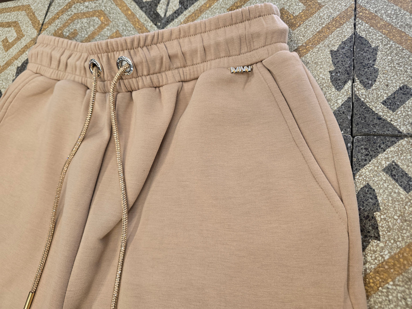 Pantalone Felpa Gamba Larga Interlock Viscosa Strass