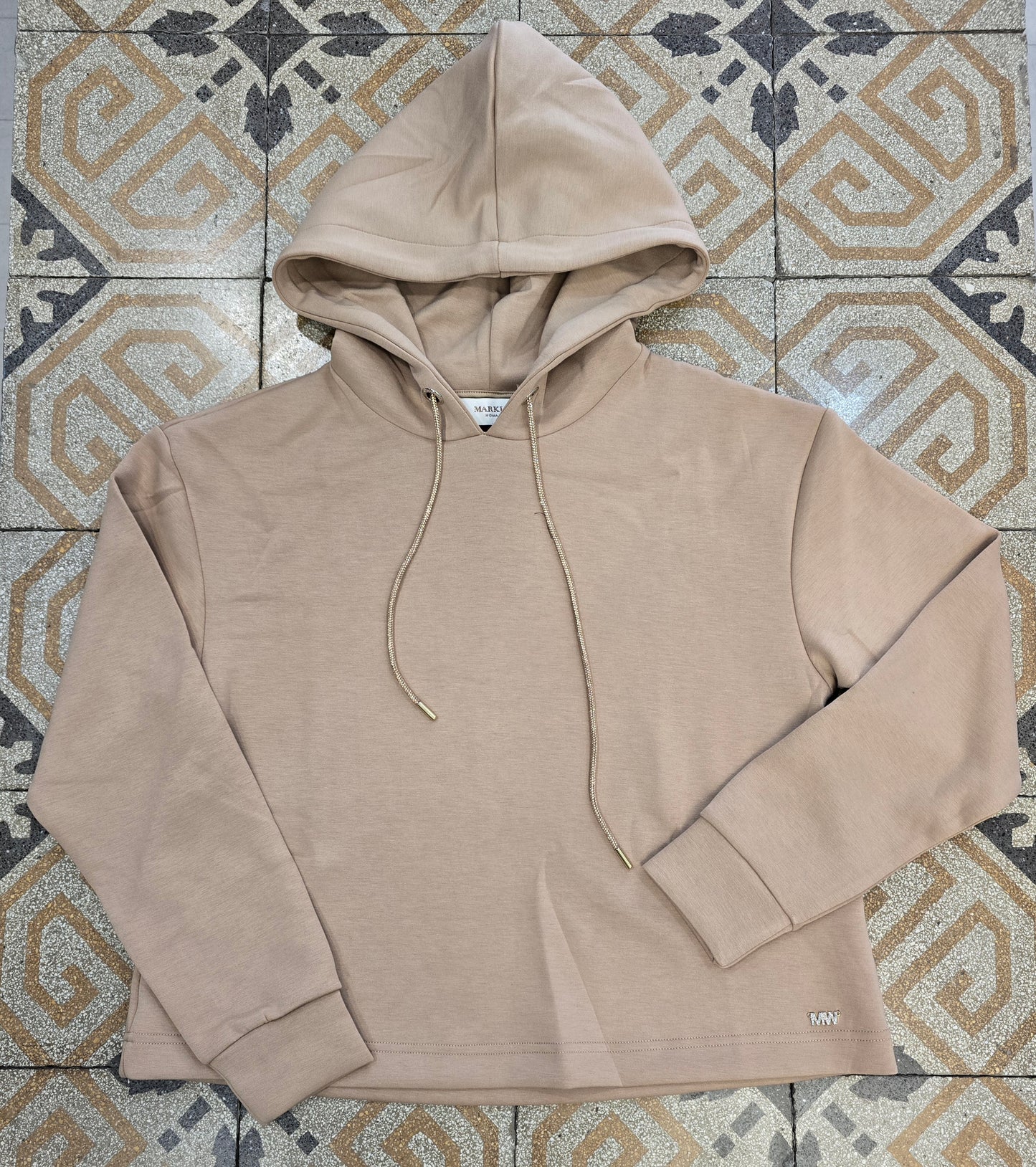 Felpa Cappuccio Interlock Viscosa Coulisse Strass