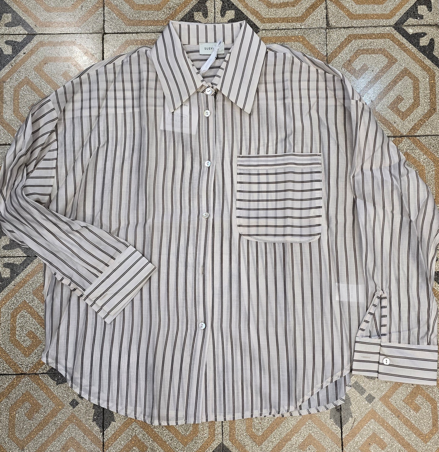 Camicia Lyocell Rigata Comoda Taglia Unica