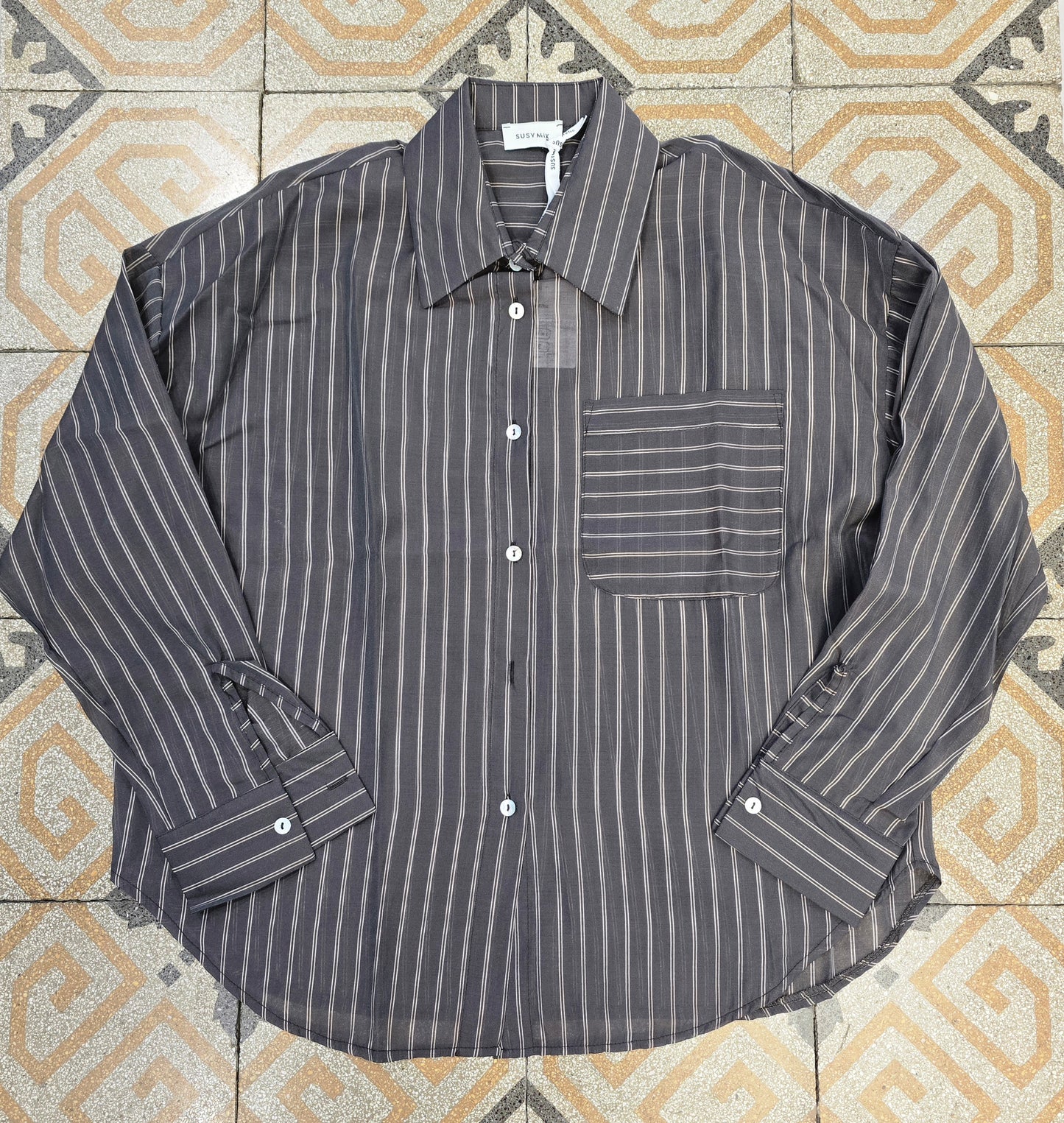 Camicia Lyocell Rigata Comoda Taglia Unica