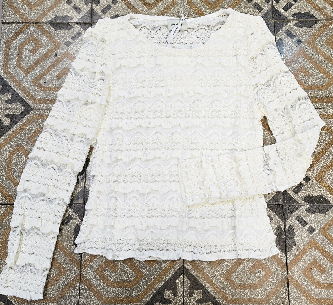 Maglia Pizzo Scollo Barca Aderente