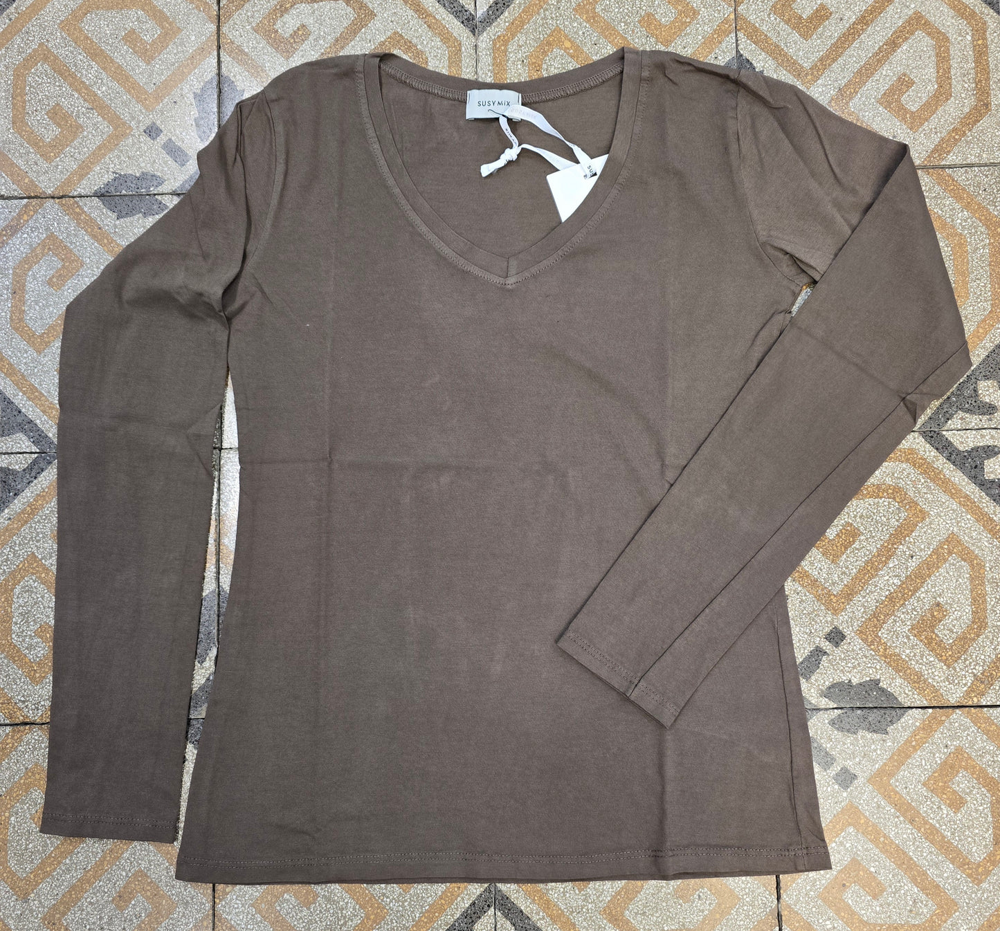 T-Shirt Basic Cotone Manica Lunga Appoggiata