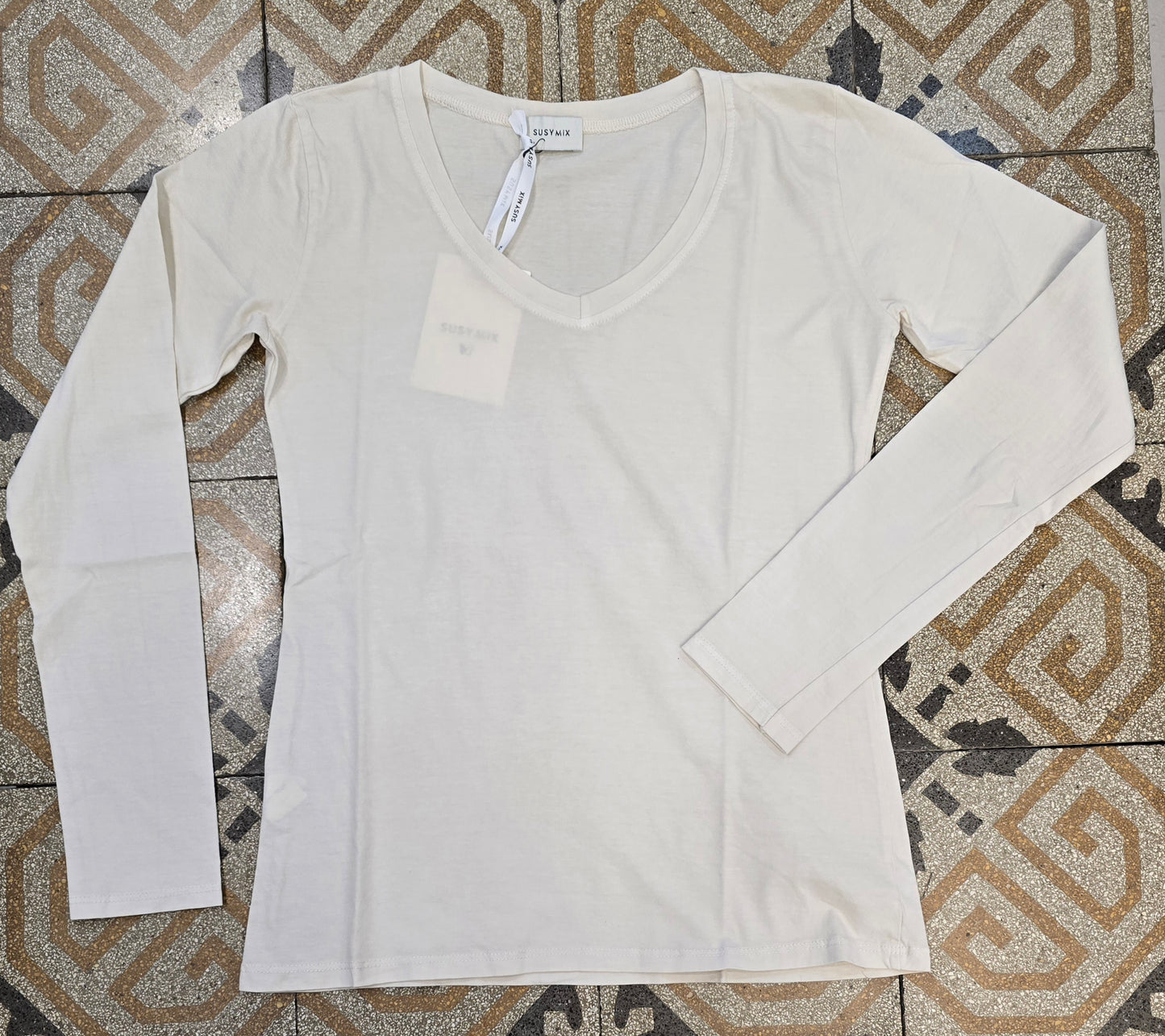 T-Shirt Basic Cotone Manica Lunga Appoggiata