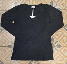 Carica l&#39;immagine nel visualizzatore di Gallery, T-Shirt Basic Cotone Manica Lunga Scollo V
