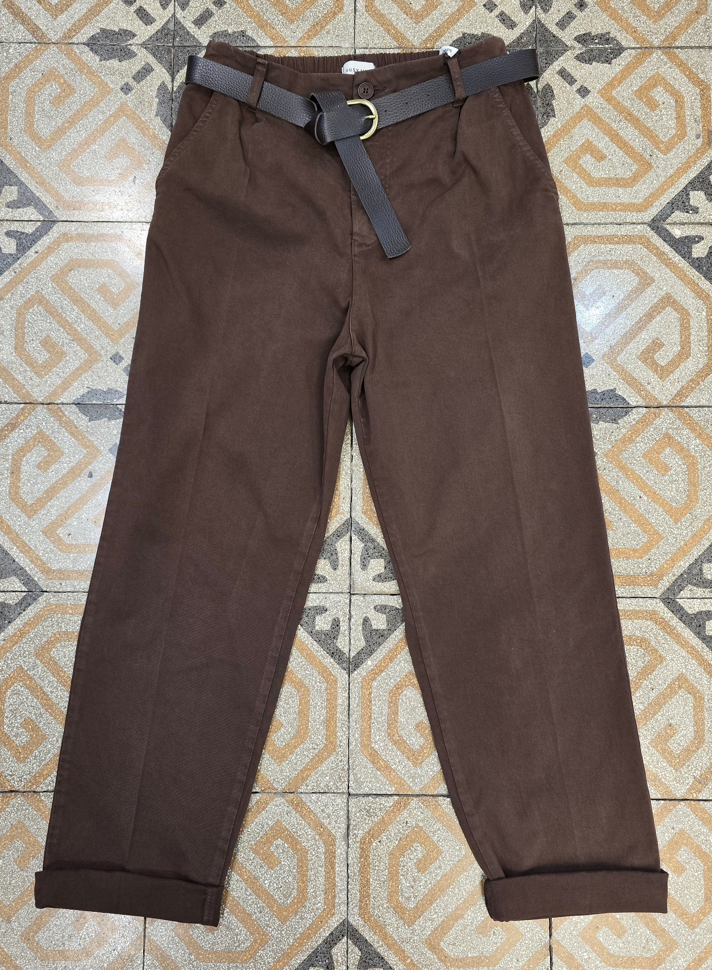 Pantalone Chinos Canvas Cotone Elastico Cinturino