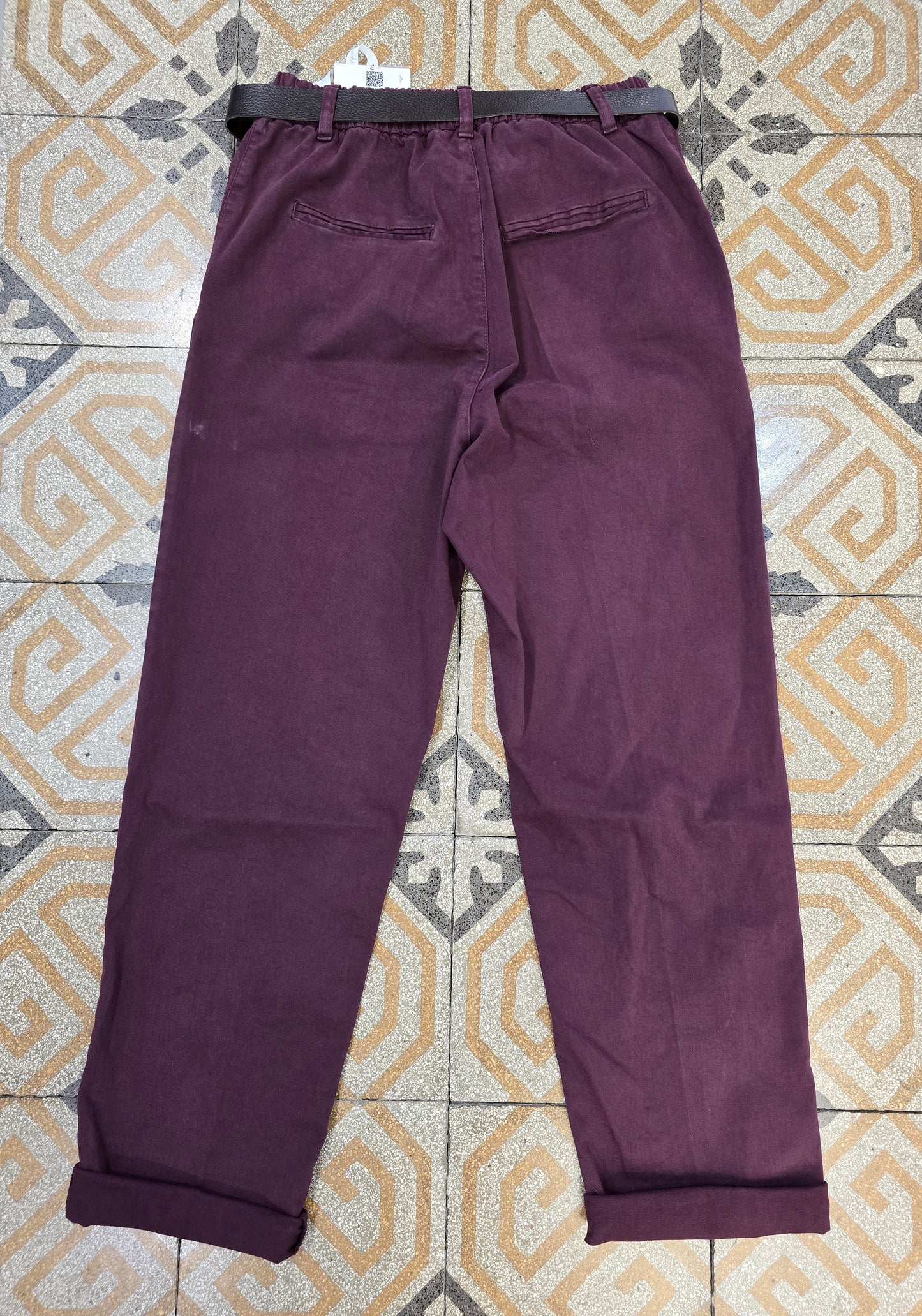 Pantalone Chinos Canvas Cotone Elastico Cinturino