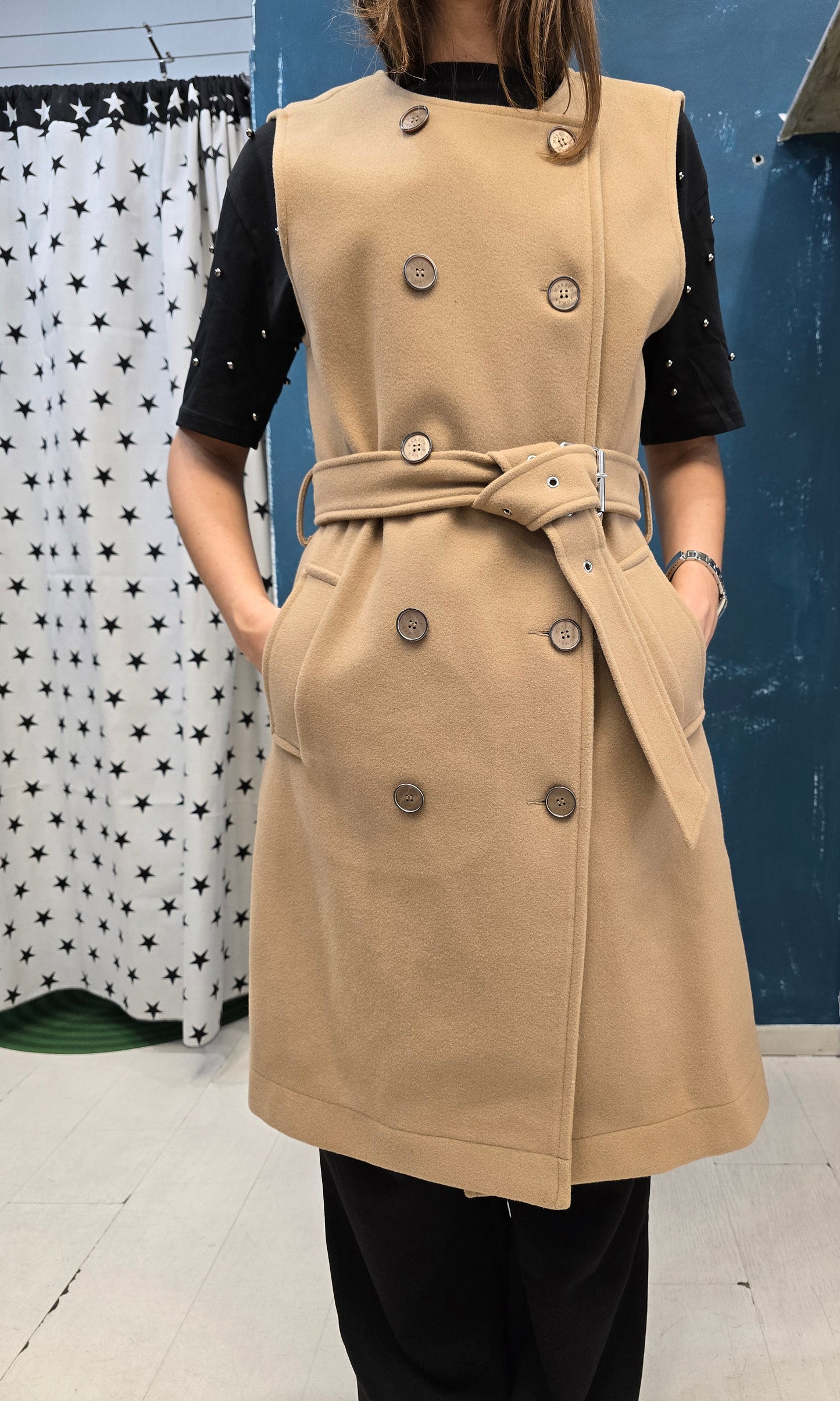 Piumino Doppio Lungo Due Pezzi Cappuccio Gilet