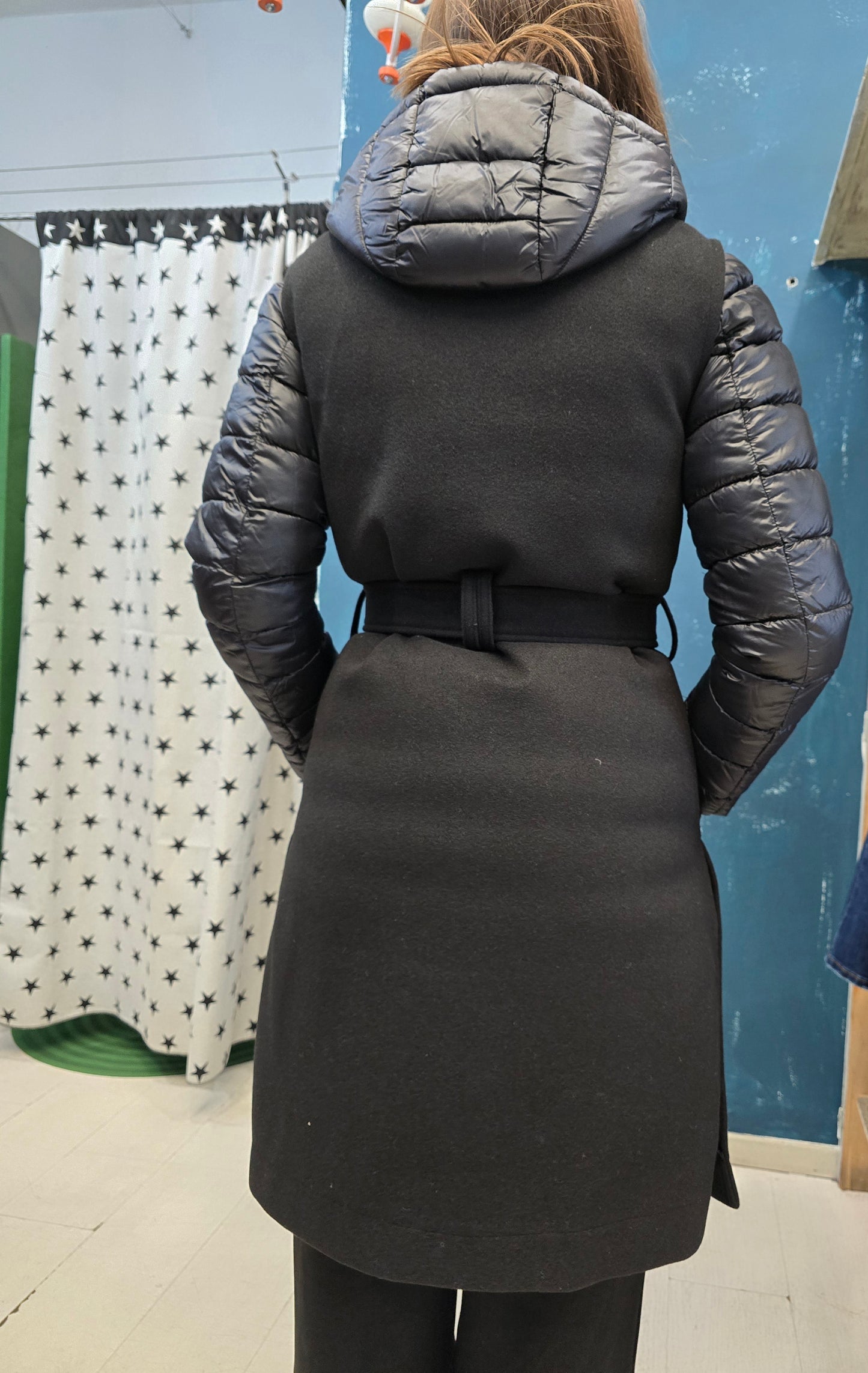 Piumino Doppio Lungo Due Pezzi Cappuccio Gilet