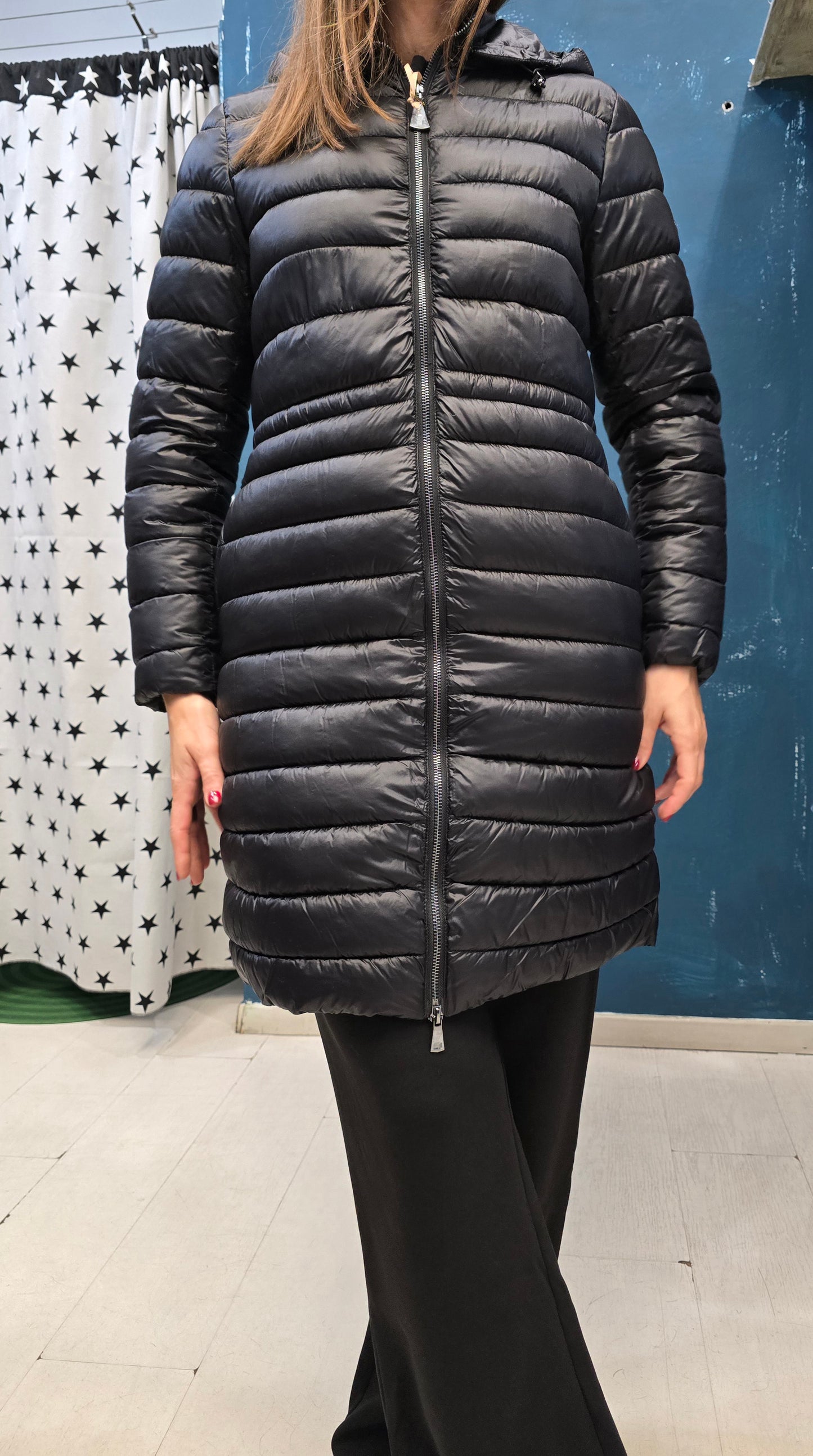 Piumino Doppio Lungo Due Pezzi Cappuccio Gilet