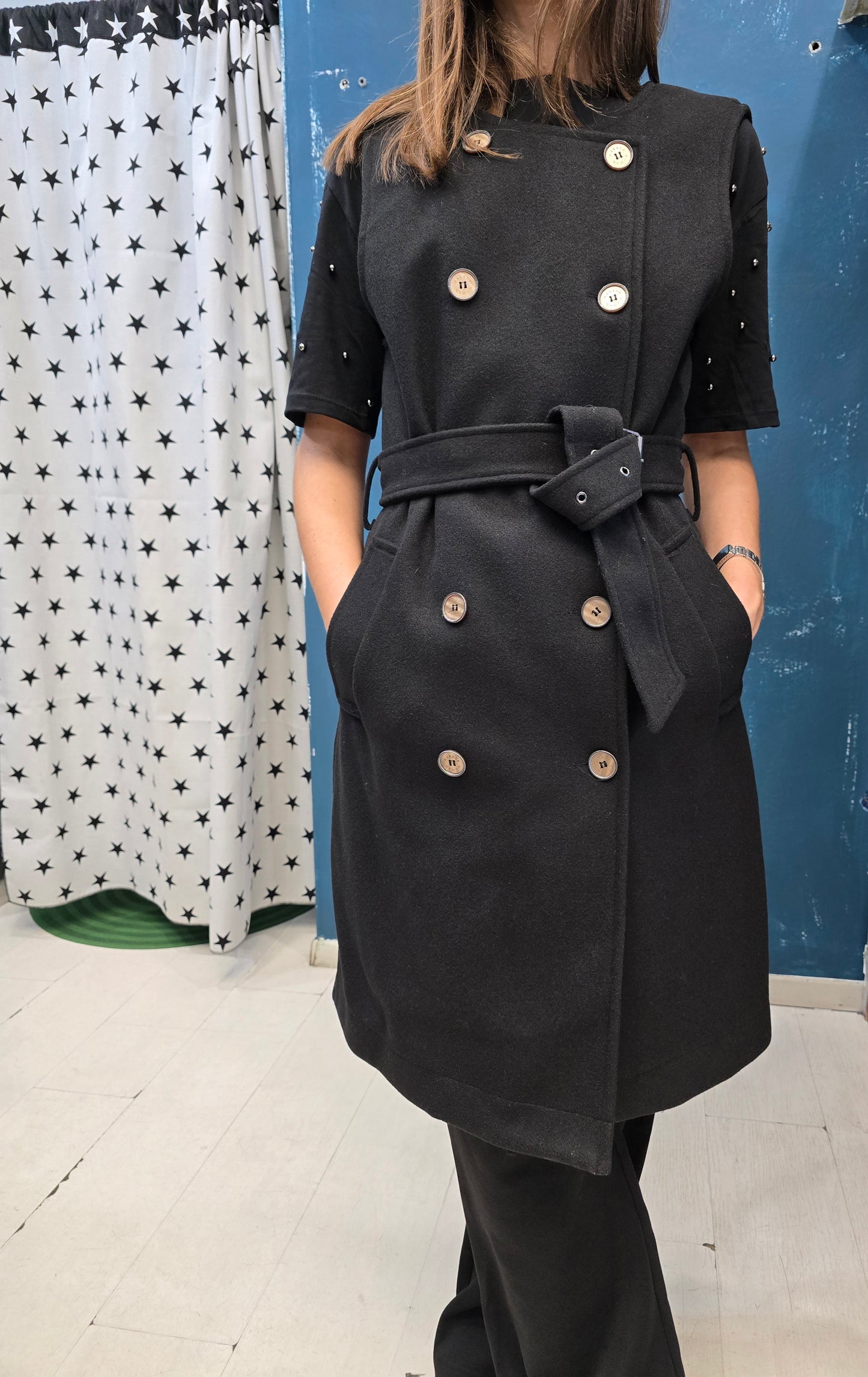 Piumino Doppio Lungo Due Pezzi Cappuccio Gilet