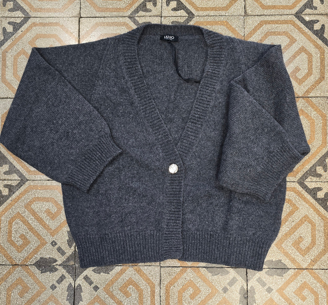 Cardigan Corto Un Bottone Grigio Taglia S