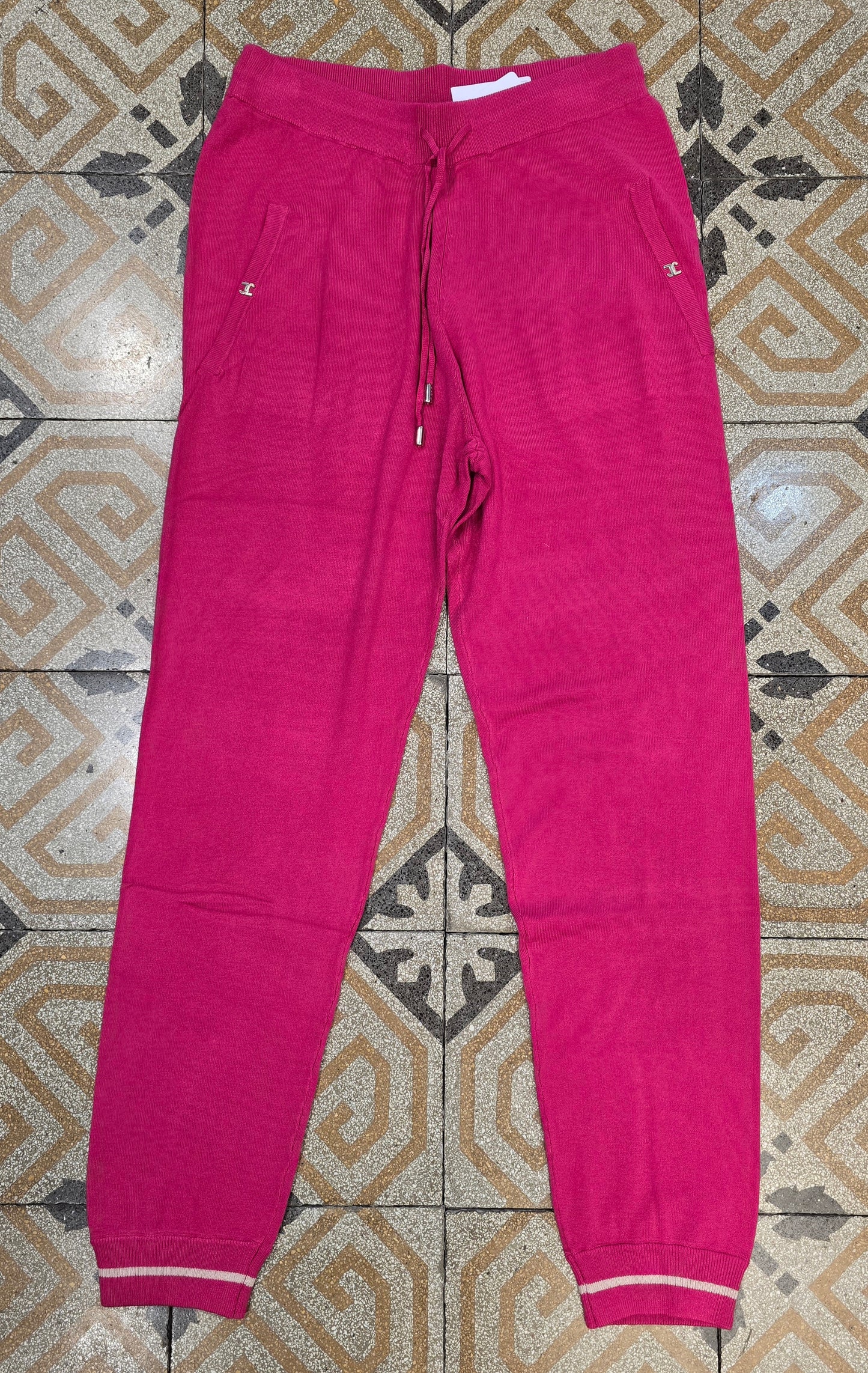 Pantalone Maglia Viscosa Polsino Fucsia