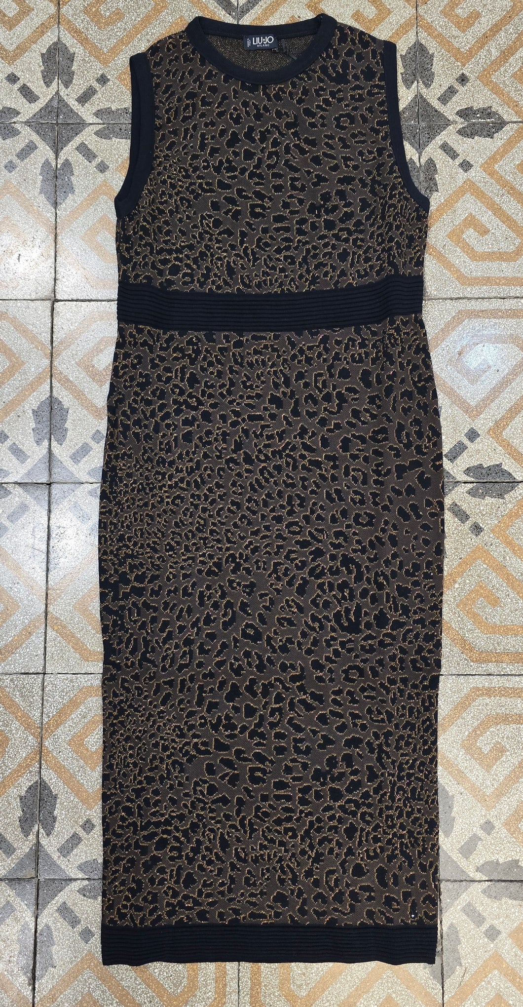 Abito Maglia Animalier Smanicato Aderente Taglia 42